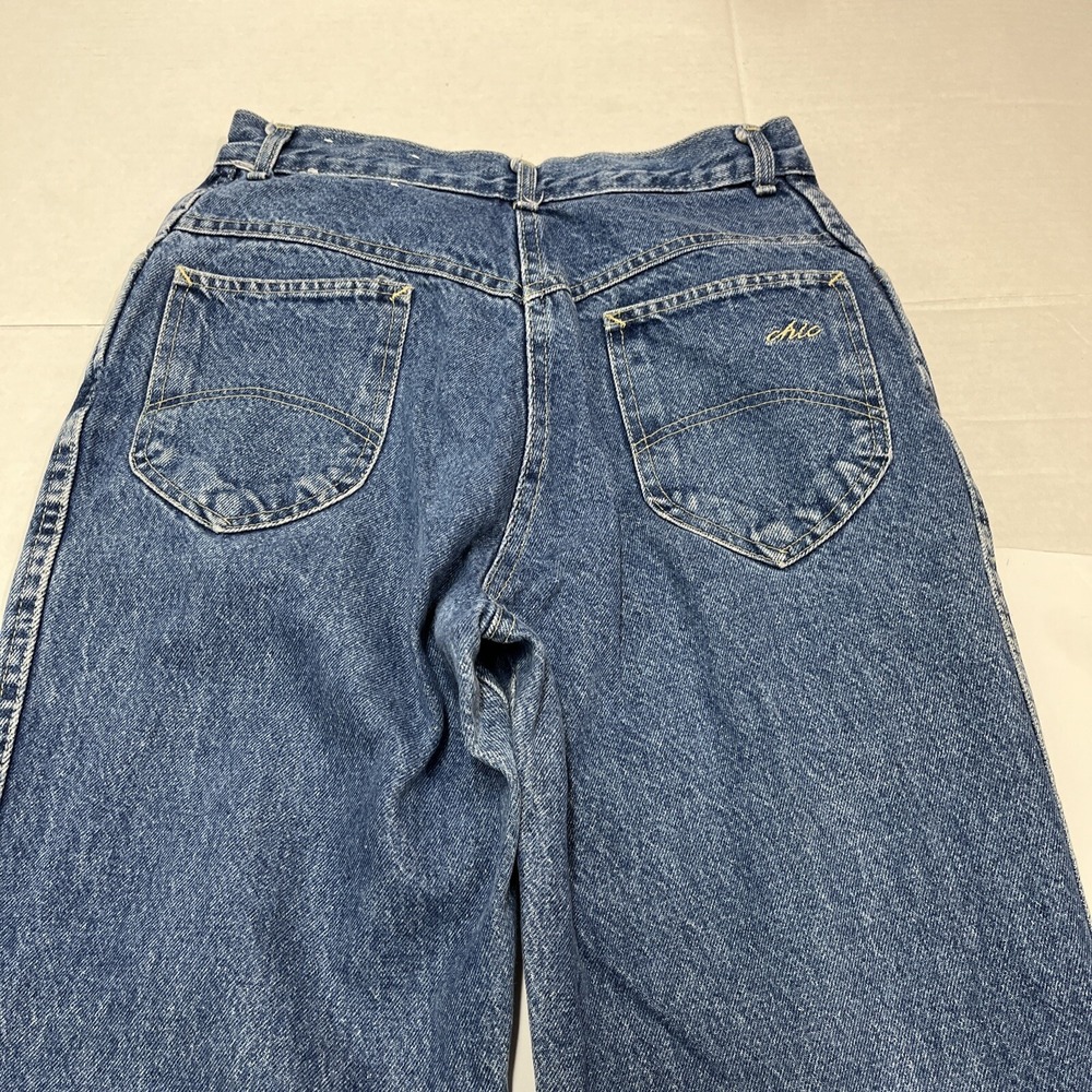 Vintage Chic by h.i.s. High Waisted Mom Jeans Blue Tapered Raw Hem USA Made 12P - Picture 4 of 11